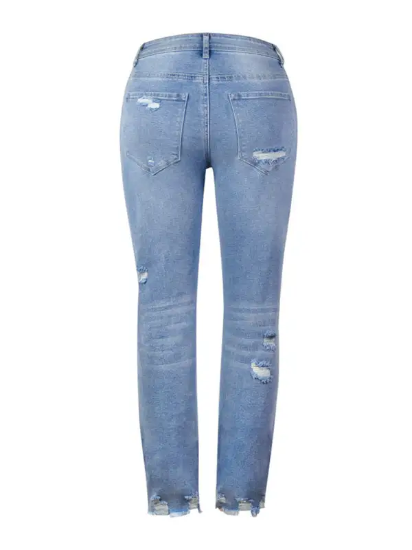 Skinny Elastic Waist Washed Denim Jeans