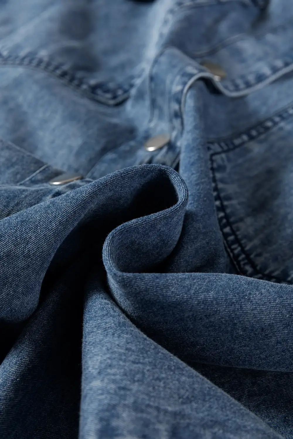 Balanced Detail Denim Pocketed Shirt Dress