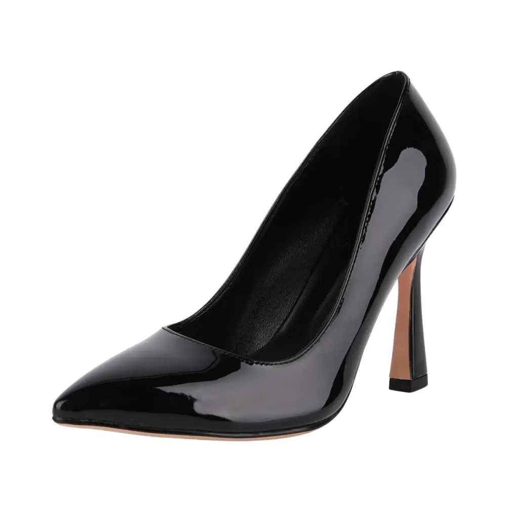 Modern Patent Finish Pointed Toe Stiletto Slip On Pumps