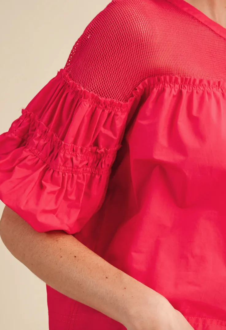 Raspberry Bubble Sleeve Top