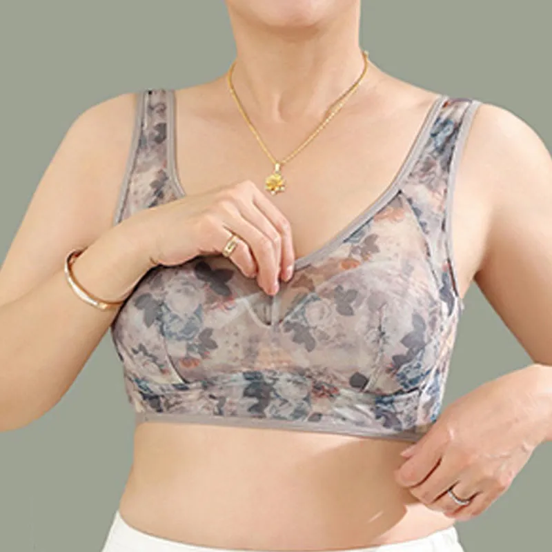 Mesh Wireless Bra Flower Bra