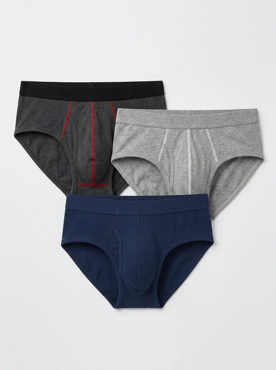 Men's Cotton Comfort Solid Color Stitched Briefs Underwear