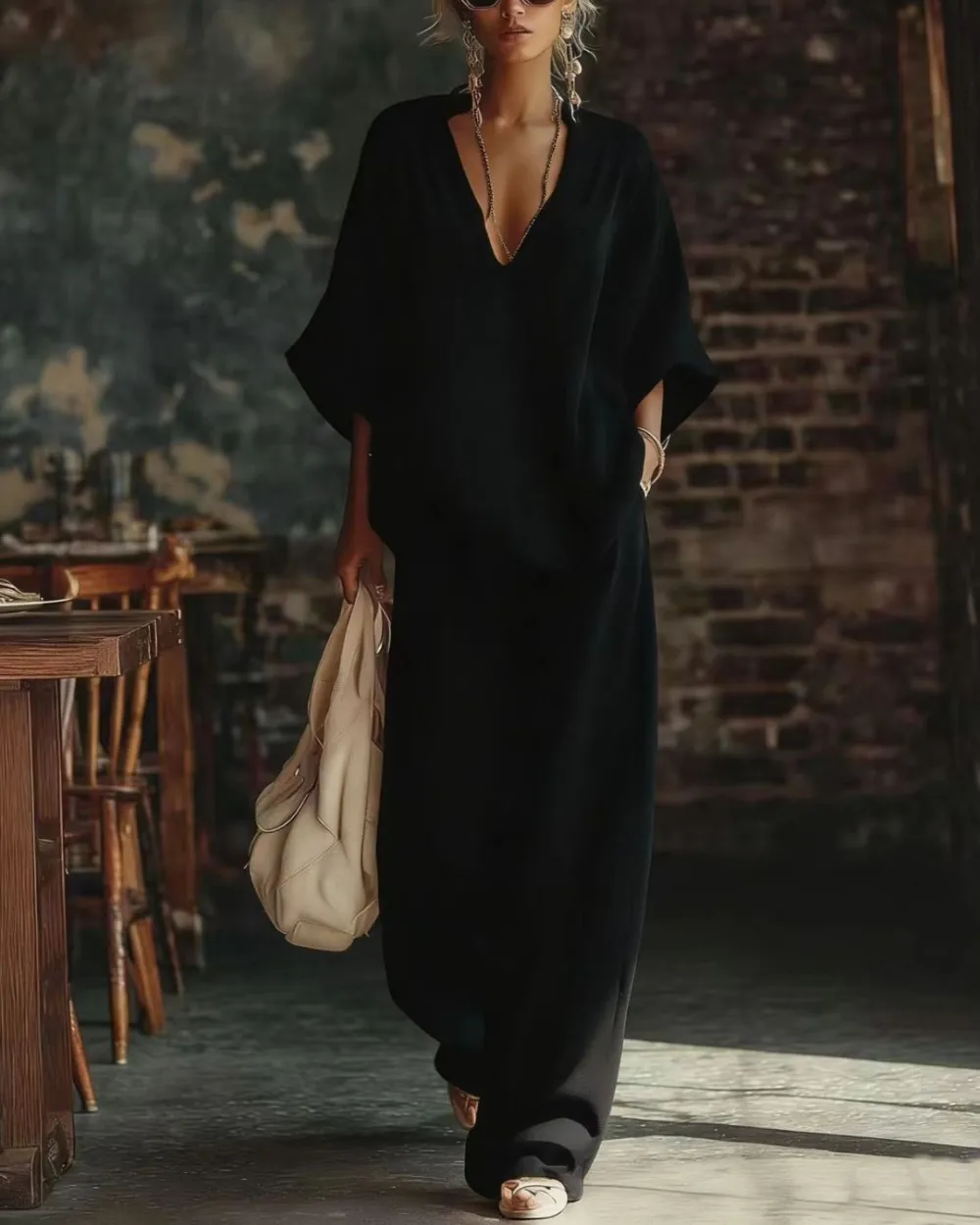 Casual Urban Boho V-Neck Blouse Set