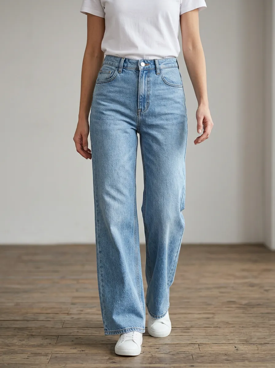 Women's Wide Leg High Rise Denim Jeans