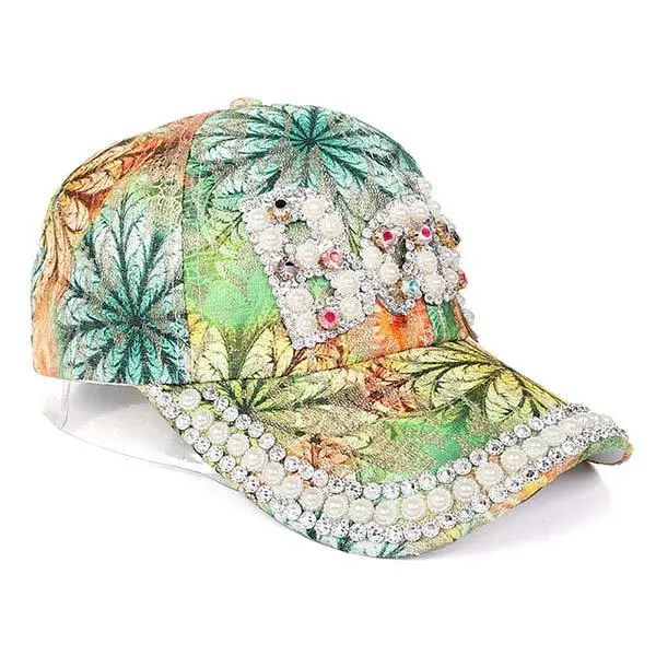 Women'S Colorful Rhinestone Print Floral Baseball Cap 64634191C