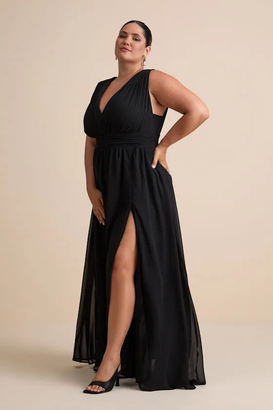 Heavenly Hues Dark Blue Floral Maxi Dress