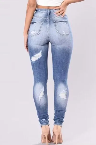 Distressed Skinny Plus Denim Jeans