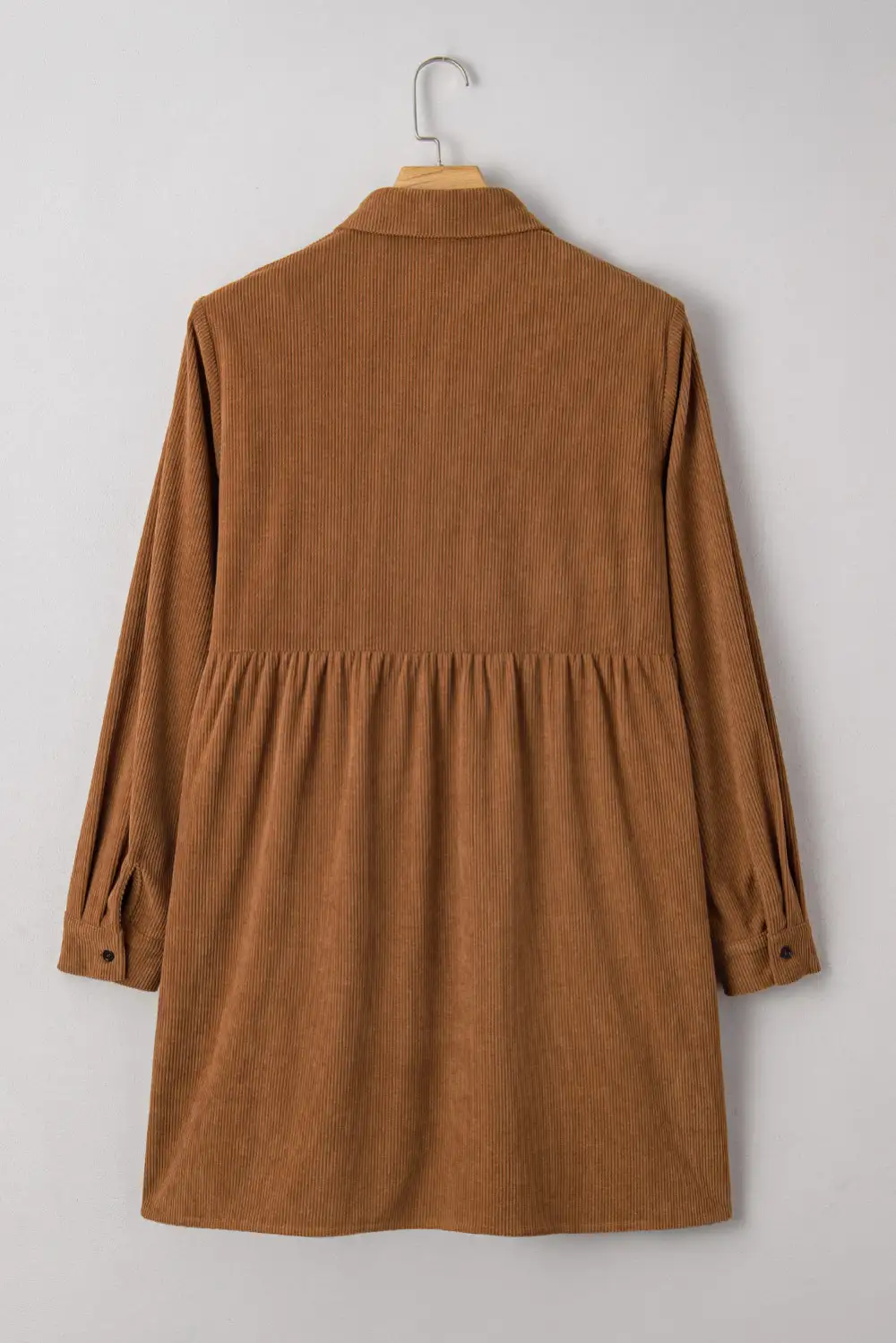 Corduroy Button Front Collared Dress Casual