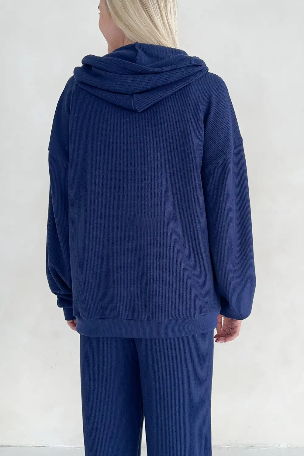 Boxy Fit Waffle Knit Hoodie