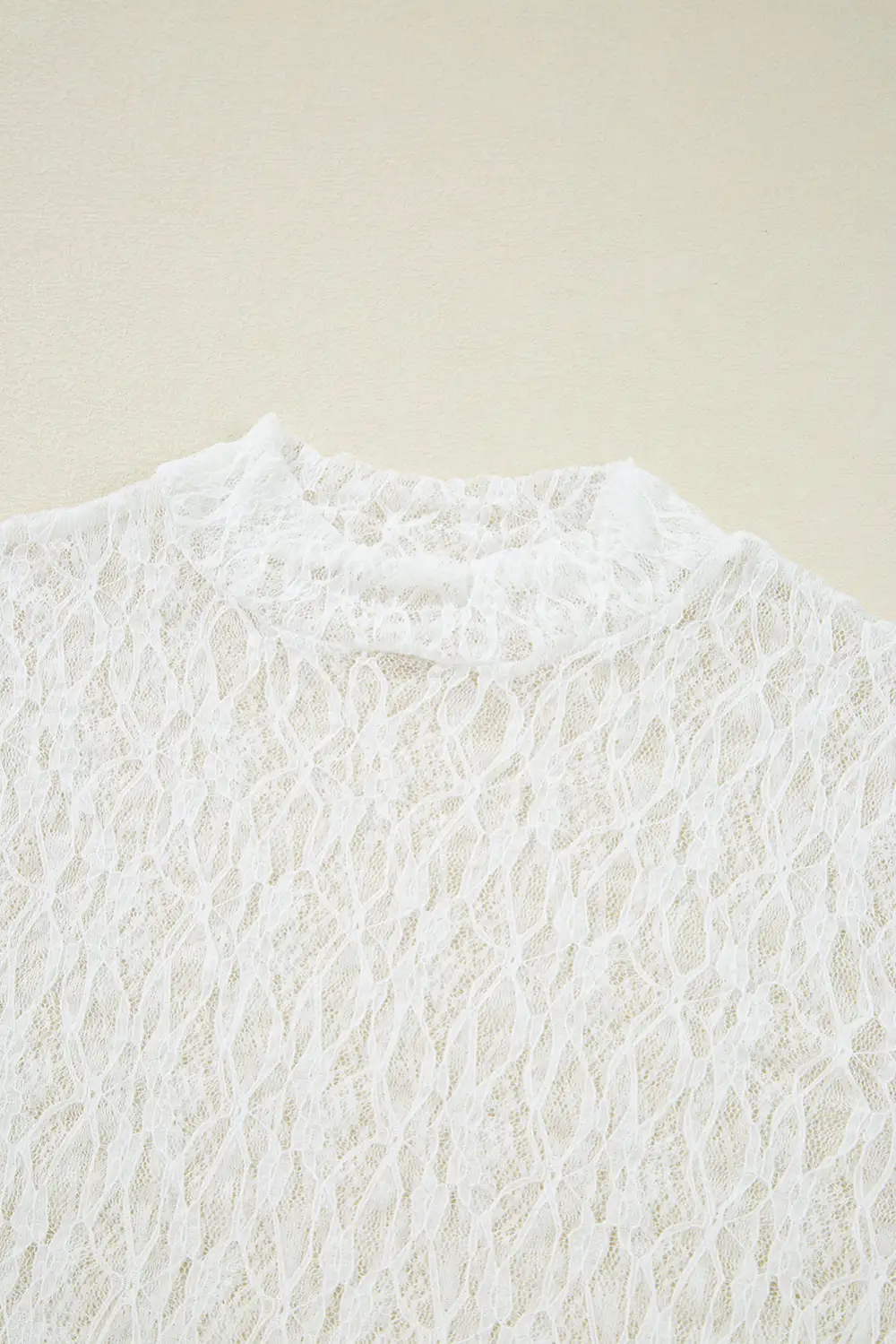 Lace Trim Sheer Bell Sleeve Blouse