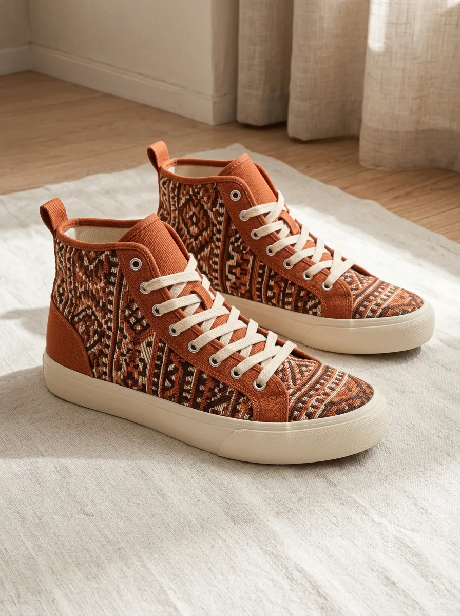 Women's Boho Tribal Pattern Artisan High-Top Skate Shoes