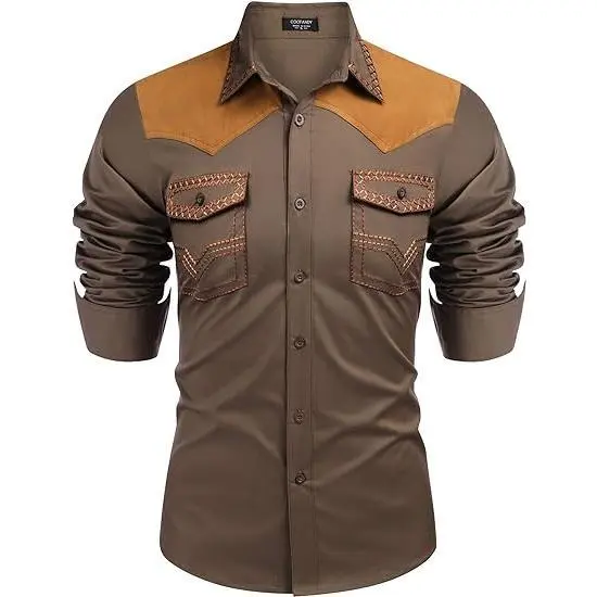 🤠 Men’s Embroidered Western Cowboy Shirt – Rugged Charm. Timeless Style.