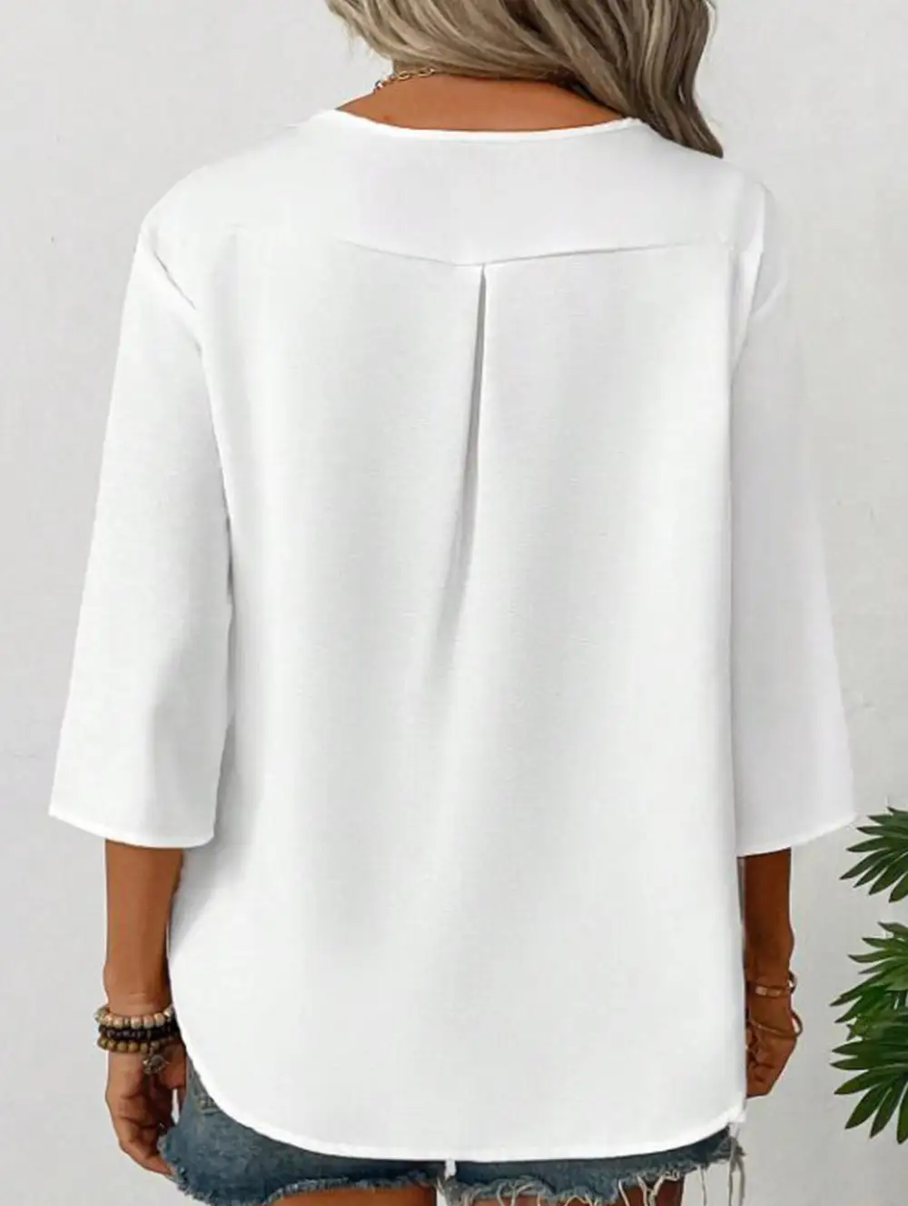 Linen V Neck Button Shirt