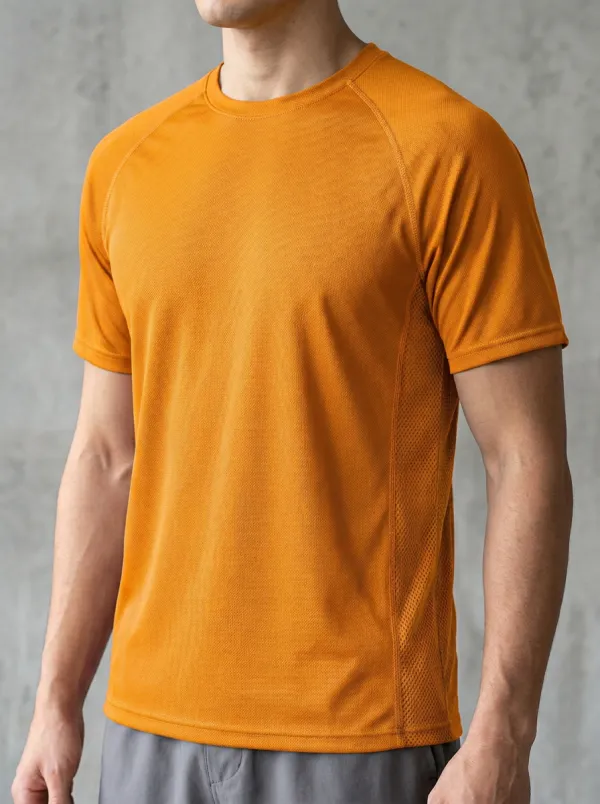 Men's Athletic Sports Performance Mesh Printed T-Shirt
