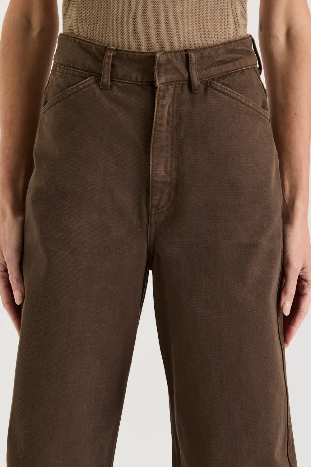 Chocolate High-Rise Bow Leg Jean