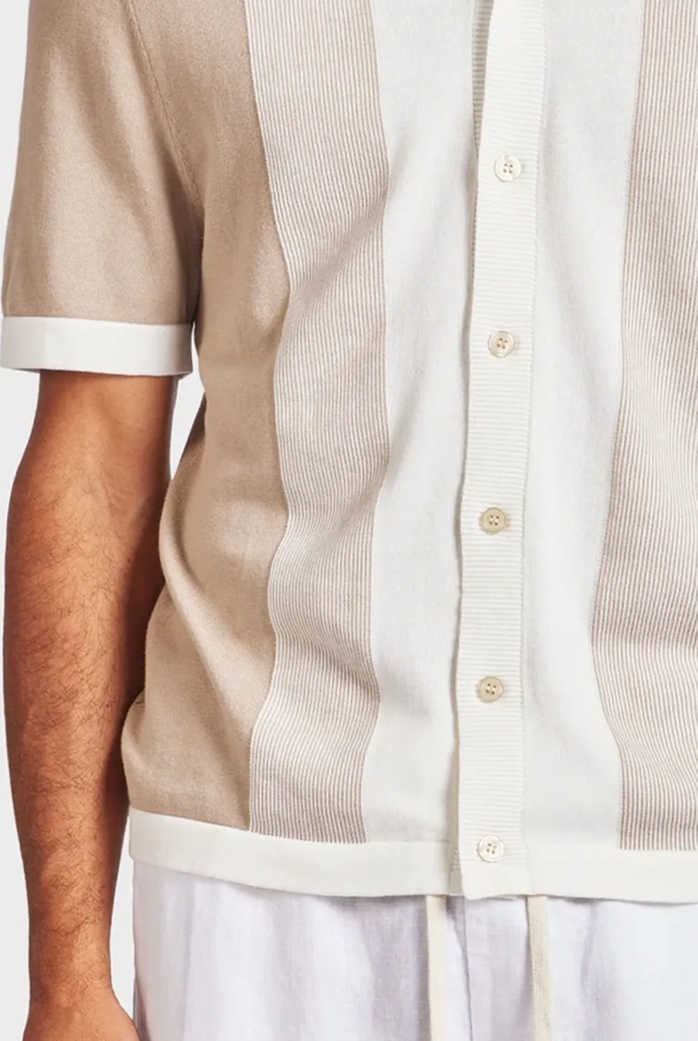 Jackson Stripe Knit SS Shirt-Oatmeal