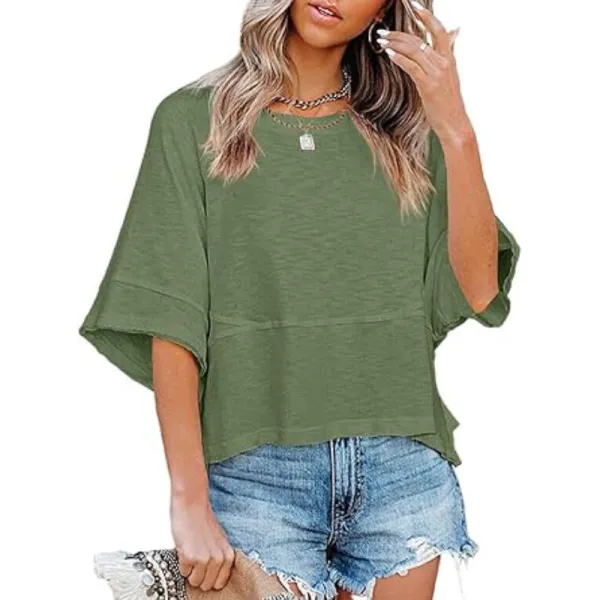 🌸Women's Crewneck Batwing Half Sleeve Top