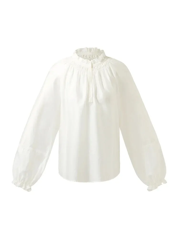 Loose Ruffle Neck Women Blouse