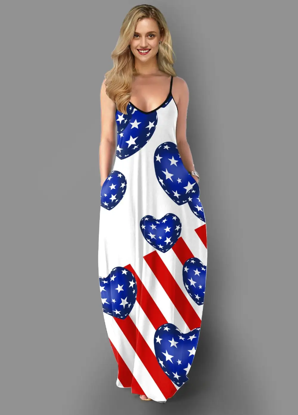 2023Women's Long Sleeveless V Neck Dress