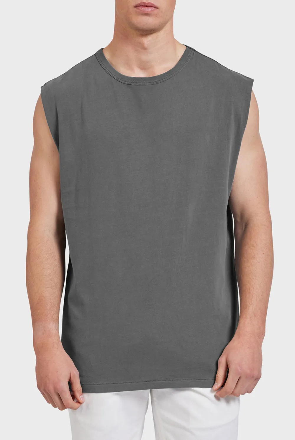 Sleeveless Crew Neck Casual Tee