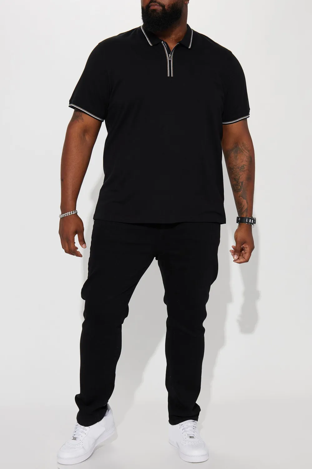 Stretch Short Sleeve Polo - Black