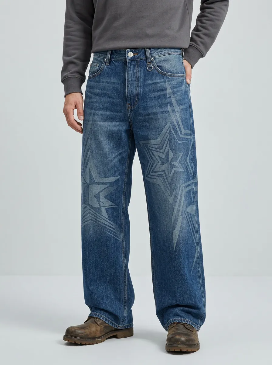 Men's Star Wide Leg Jeans