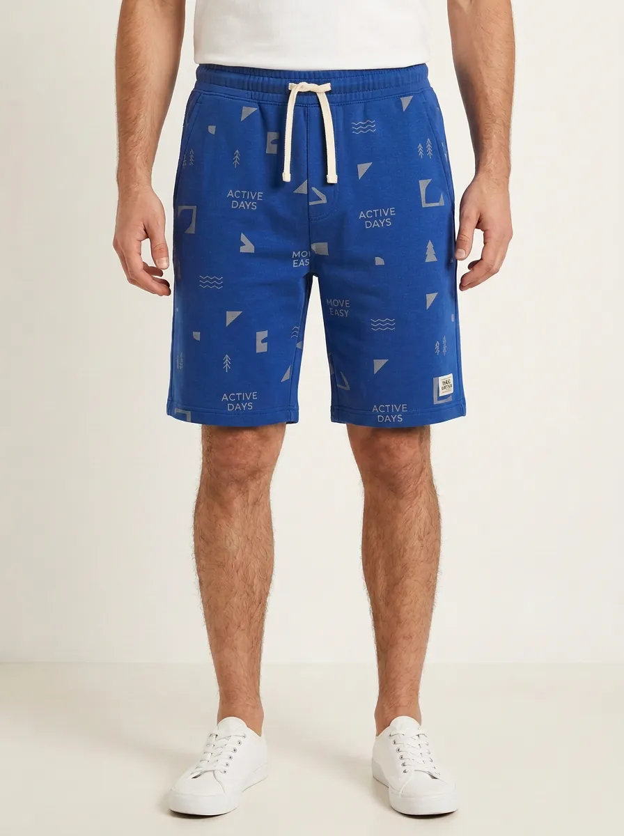 Men's Geometric Running Tree Graphic Drawstring Printed Sweat Shorts