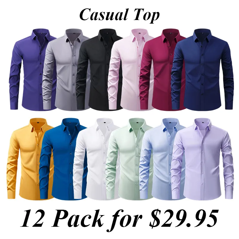Four-Sided Elastic Natural Button Men'S Large Size Shirt Free Of Ironing And Anti-Wrinkle Business