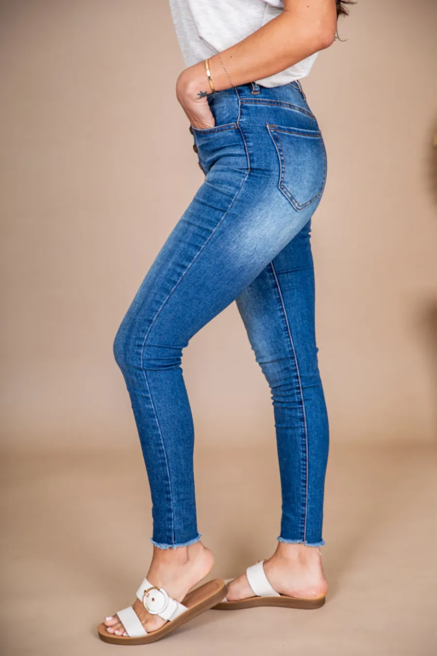 Simple Loose Medium Wash Jeans