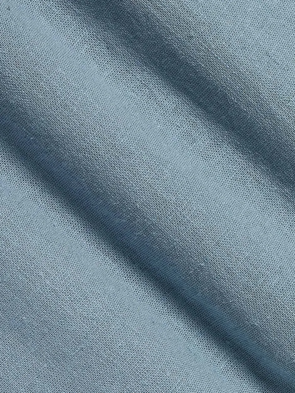 Silken blue Long-Sleeve Linen-Blend Shirt