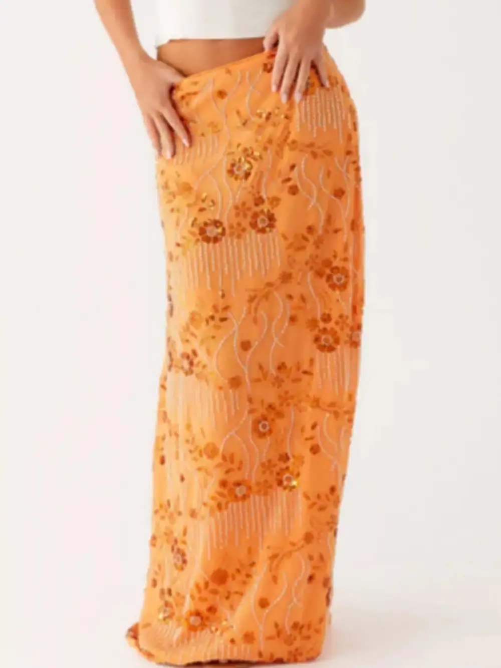 Soft Lace Sequined Skirt