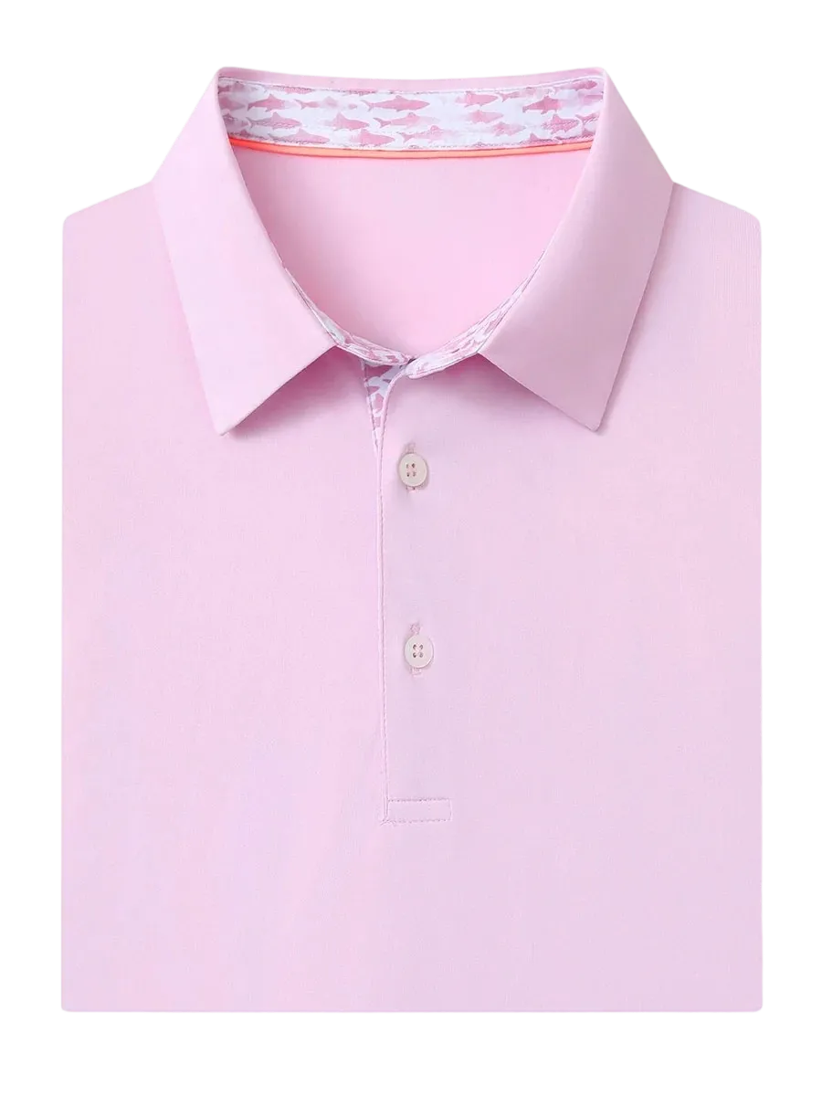 Men'S Designed Collared Solid Performance Polo