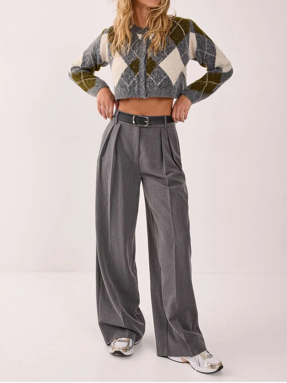 Women'S Vintage Argyle-Patterned Fuzzy Cardigan
