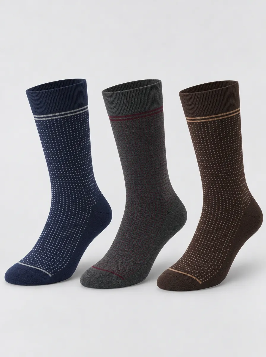 Men's Multicolor Micro-Dot Pattern Crew Socks 3-Pack