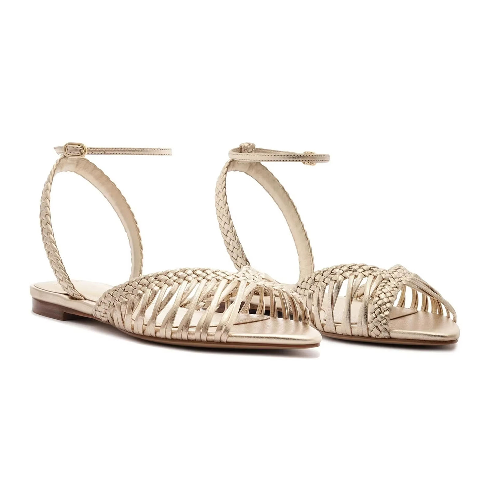 Elara PU Woven Pointed Flat Sandals