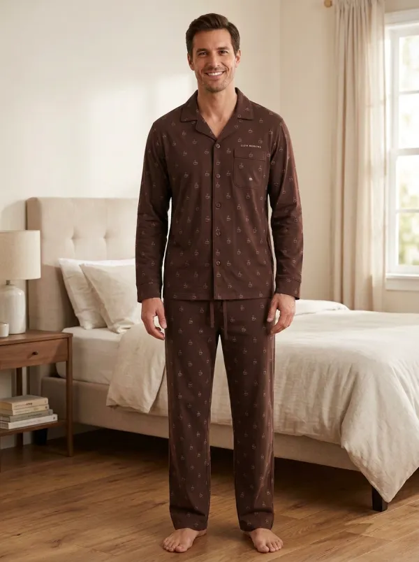 Minimal Pattern Classic Men's Pajama Set