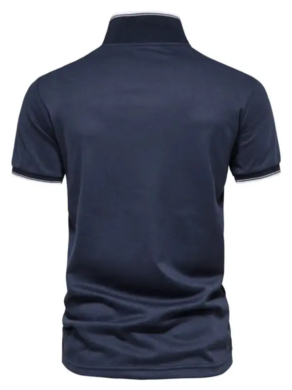 Short-Sleeve Contrast-Trim Breathable Polo Shirt