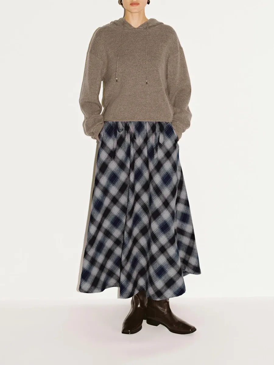 Lady's Coffee-Colored Casual Hoodie Without Patterns