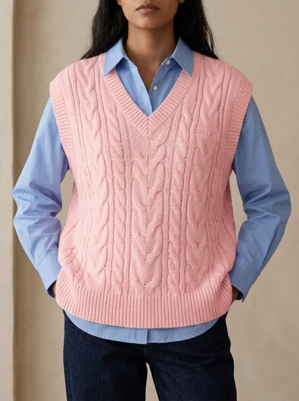Joy Cable Vneck Sweater Vest