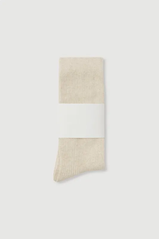 Taupe Marled Crew Socks