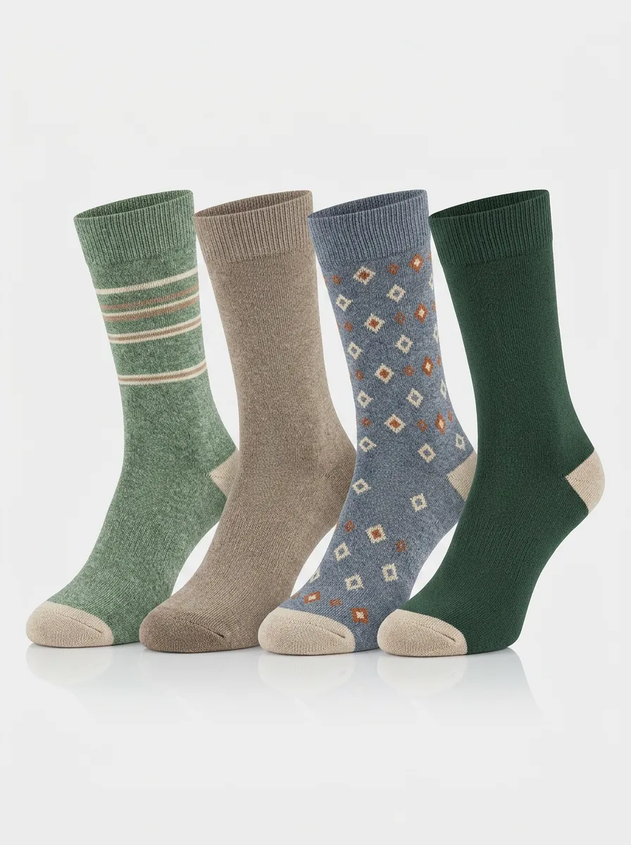 Casual Geometric Striped Men's Four-Pair Long Socks