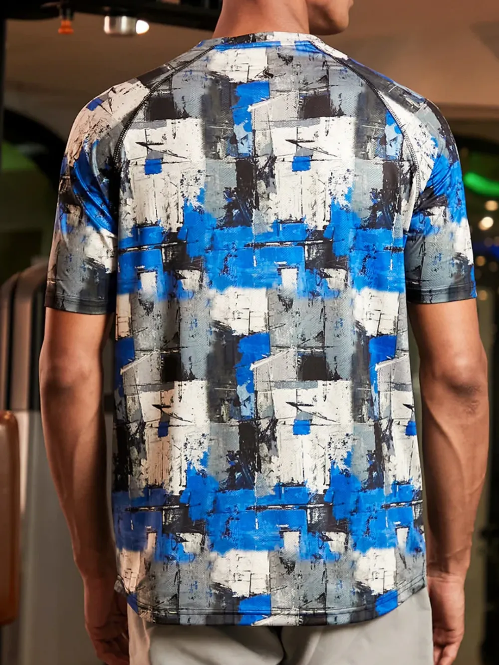 Crew Neck Abstract Activewear T-Shirt