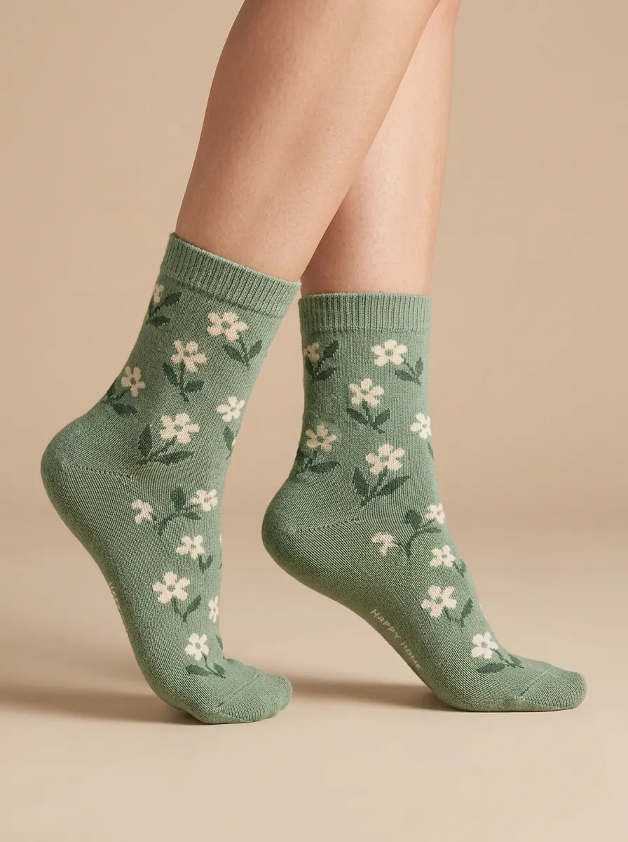 Minimal Floral Daisy-Print Casual Socks