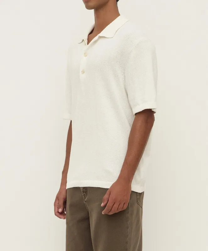 Cream Cotton Knit Polo