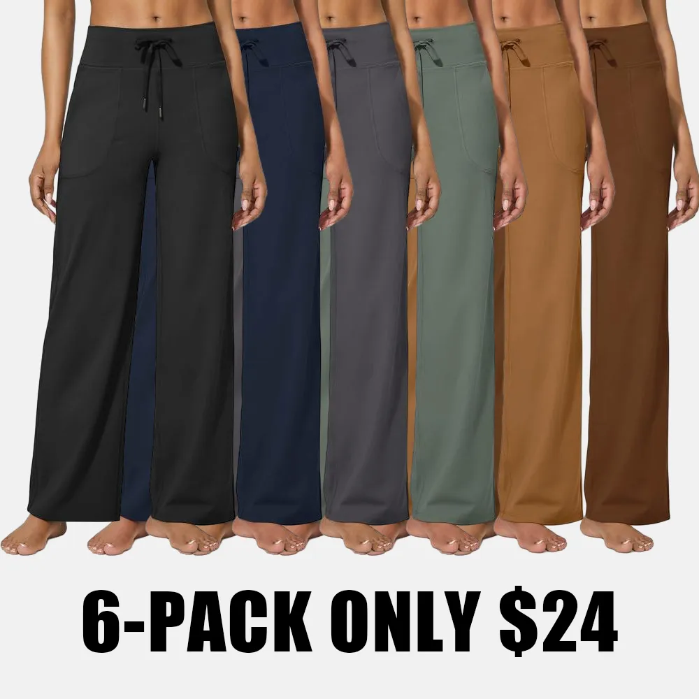 Wide Leg Pants for Women Yoga Pants High Waist Sweatpants with Pockets Stretch Lounge Pants Comfy Workout Athletic Wear Fitness Apparel Outdoorfun