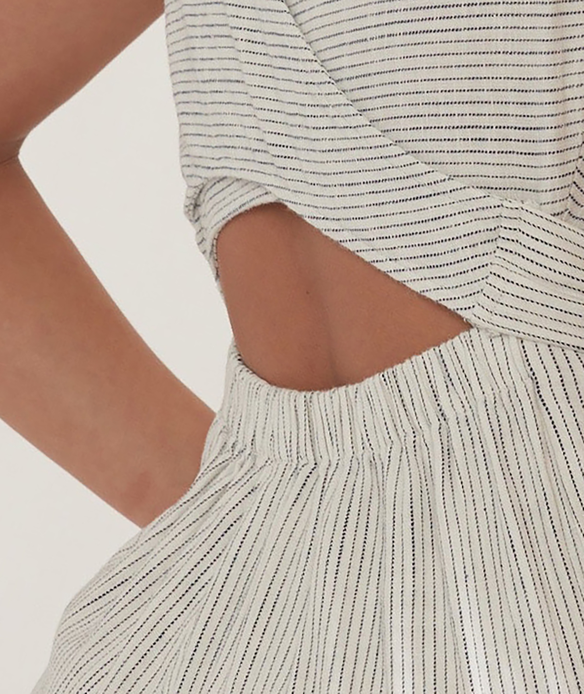 Belted Striped Linen Jumpsuit