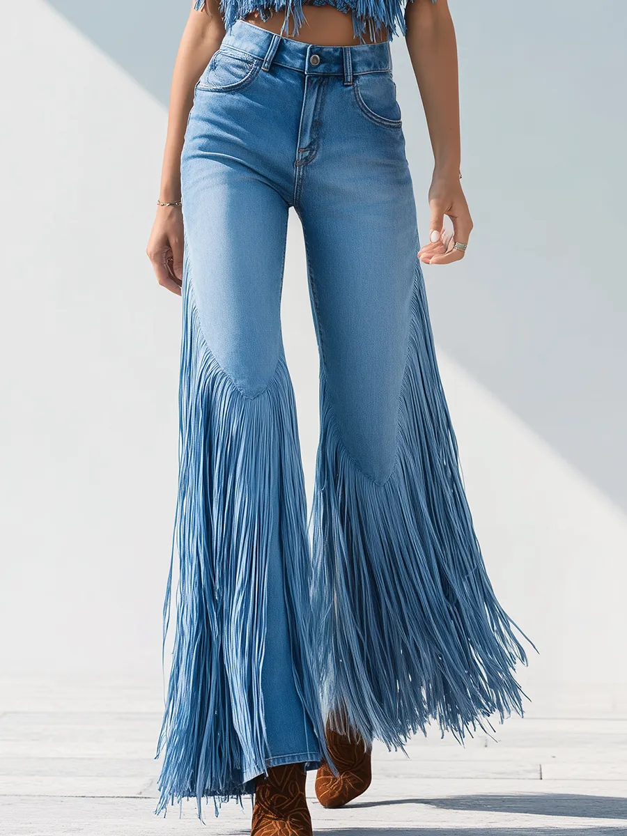 Flared Tassel Retro Jeans