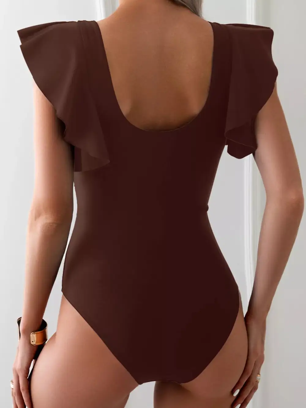 V-Neck Ruffle One Piece Swimsuit