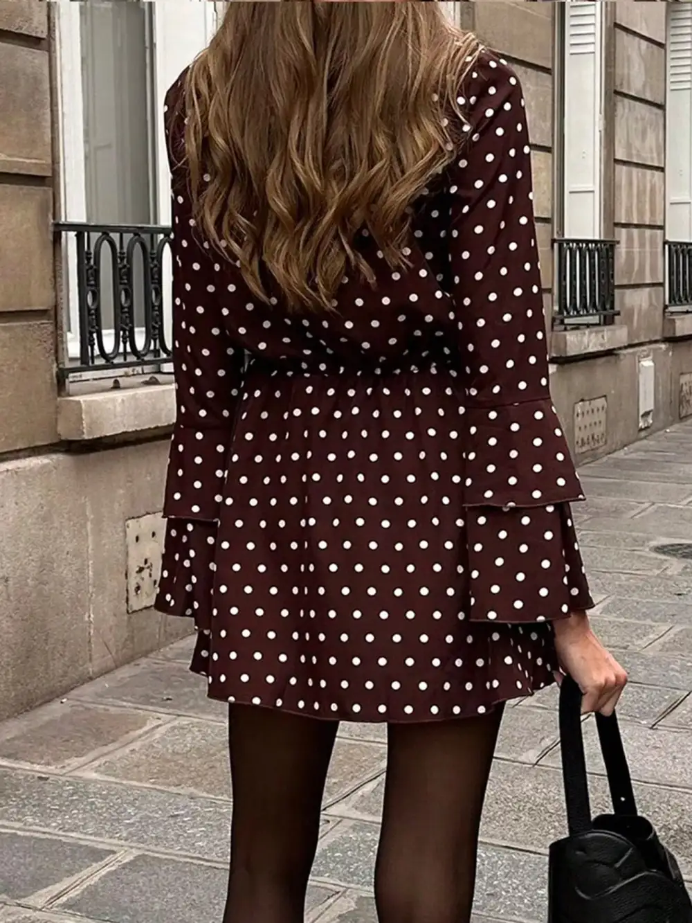 Polka Dot Long Sleeve Mini Dress