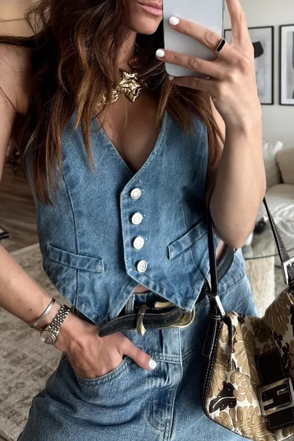 Western Wind Blue Denim Vest